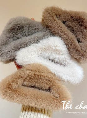 毛毛秋冬抓夹女发夹女后脑勺2025新款特大号发量大头饰鲨鱼夹发卡