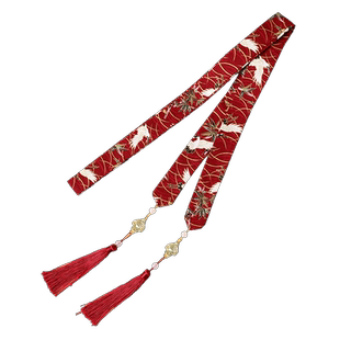 搭配马面裙的头饰发带红色飘带绑发绳古风汉服秋冬女舞蹈发饰古装