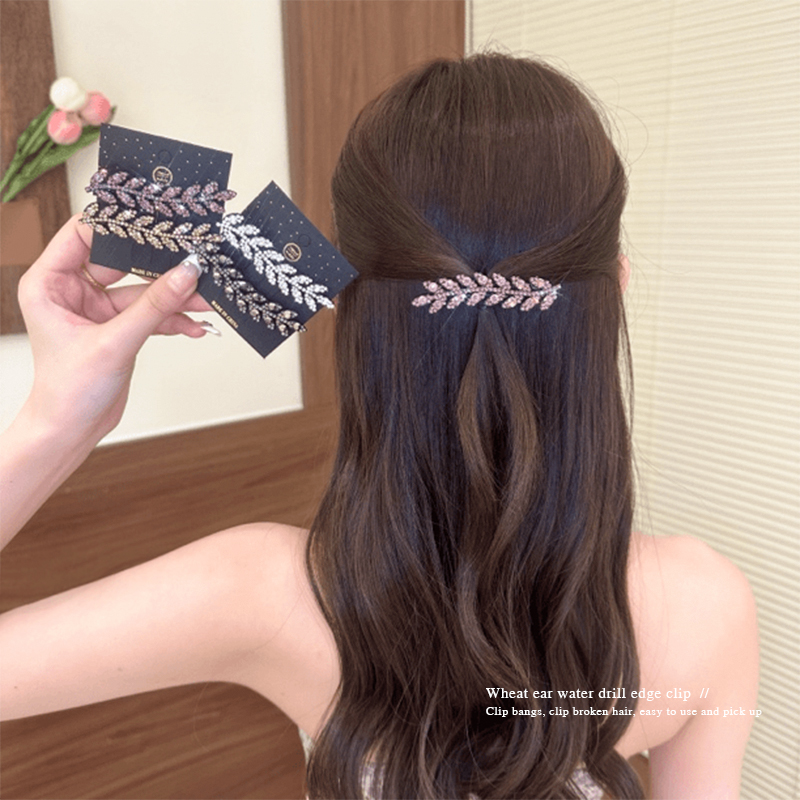 夏日麦穗碎发发夹简约水钻侧边夹