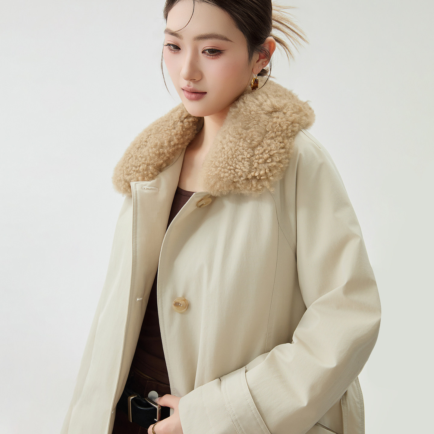 羽绒服2026冬山羊绒皮毛一体