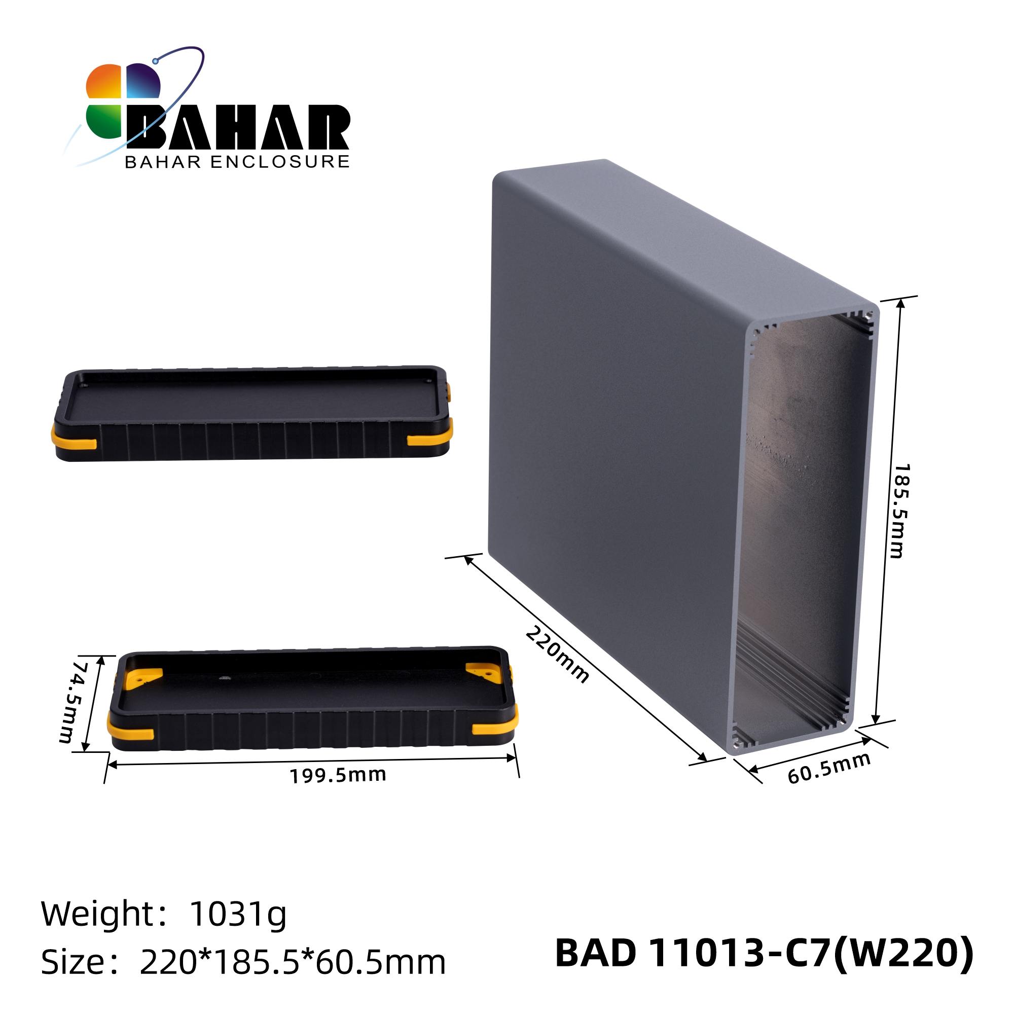 巴哈尔人气铝型材机壳 电源高档长方铝盒 仪表铝机柜BAD11013W220