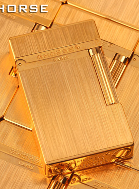 法国ghorse正品男朗声打火机定制防风充气复古超薄个性纯黄铜砂轮