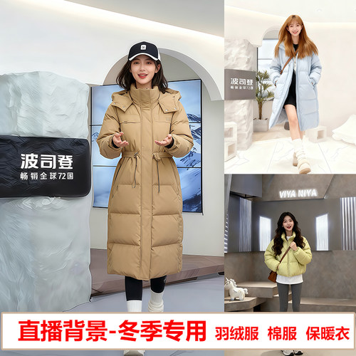 品迪3d立体羽绒服装直播背景布