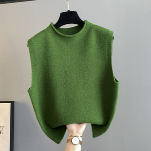 半高领叠穿针织背心马甲女2025新款 坎肩毛衣背心 宽松百搭洋气无袖