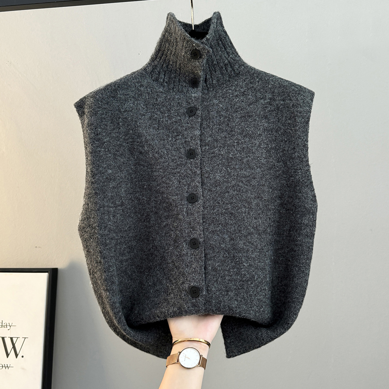 高立领纯色毛衣坎肩加厚针织马甲