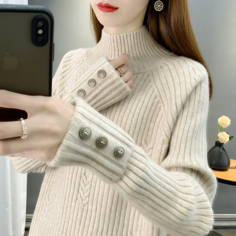设计师款翻袖半高领，加厚款的哦