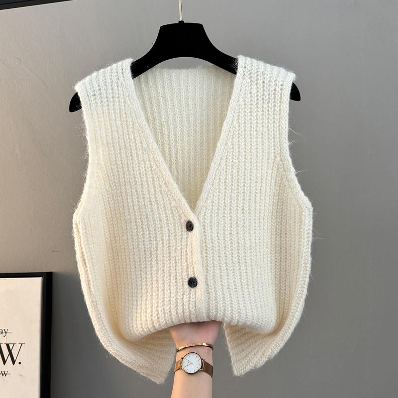 秋冬毛衣马甲女无袖针织开衫背心