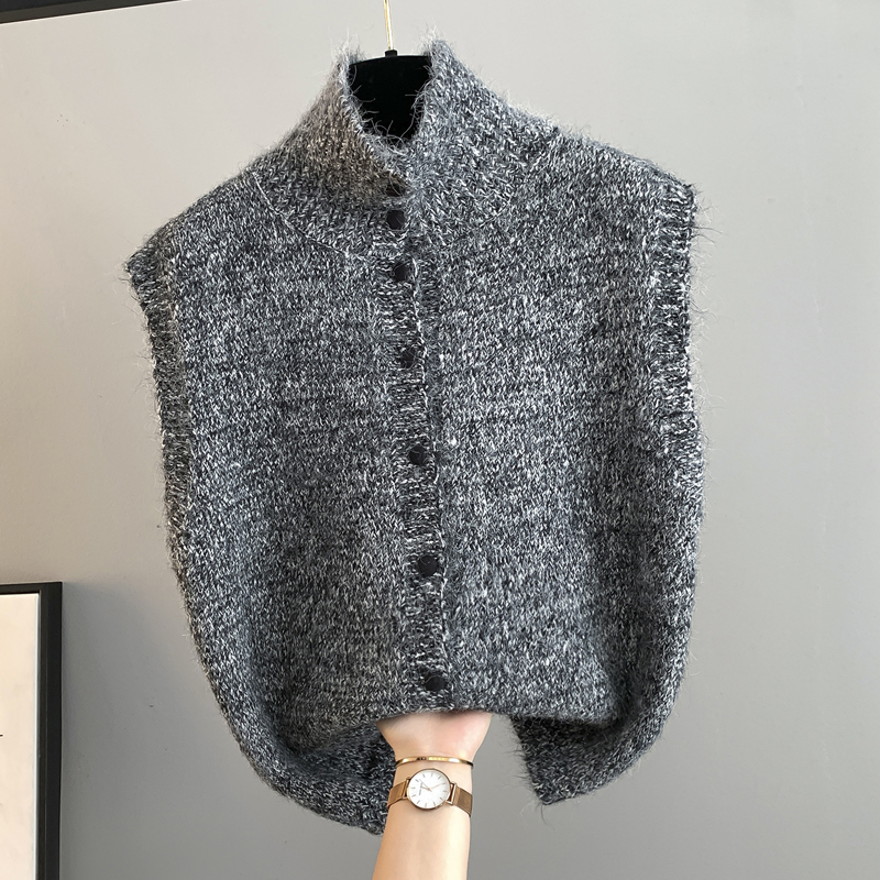 韩系高领毛衣马甲开衫针织背心