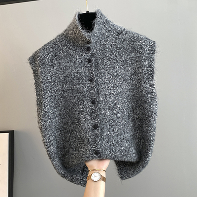 韩系高领毛衣马甲开衫针织背心