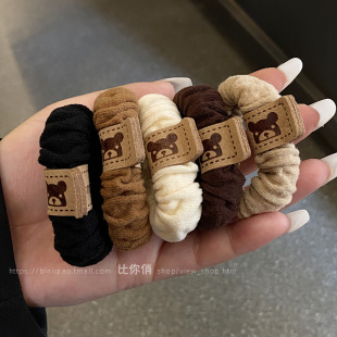 简约高弹力小熊头绳皮筋女扎头发圈耐用高马尾头饰丸子头发绳皮套