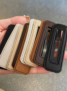 黑色发卡发夹女前额刘海碎发bb夹皮质纹路后脑勺侧边夹子头饰卡子