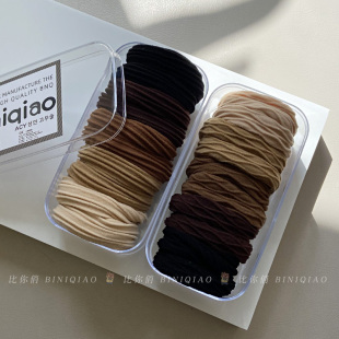 简约无缝扎头绳高弹力加粗包覆纱发圈皮筋女高马尾不伤发耐用百搭