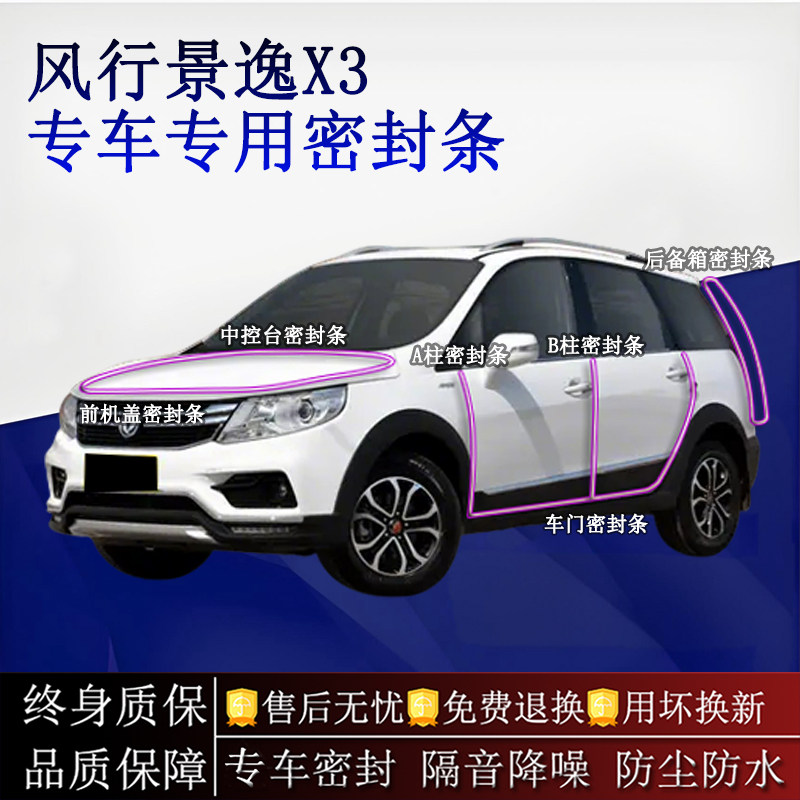适用东风风行景逸X3汽车密封条A柱B柱中控台全车隔音降噪防尘防水