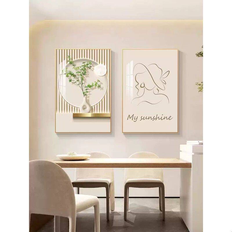 绿植餐厅装饰画高级感吃饭厅挂画新款现代简约食堂餐桌背景墙壁画