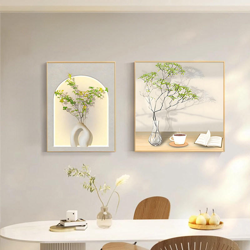 北欧奶油风客厅餐厅装饰画小清新绿植饭厅厨房墙挂画卧室床头壁画