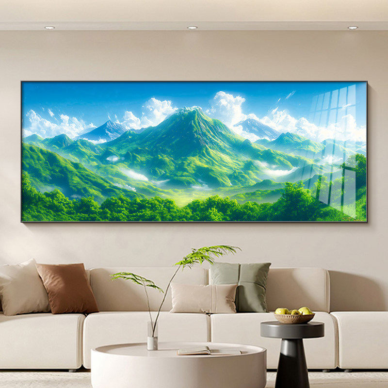 靠山沙发高级壁画感高端装饰画新款背景墙背有挂画青山客厅图2026
