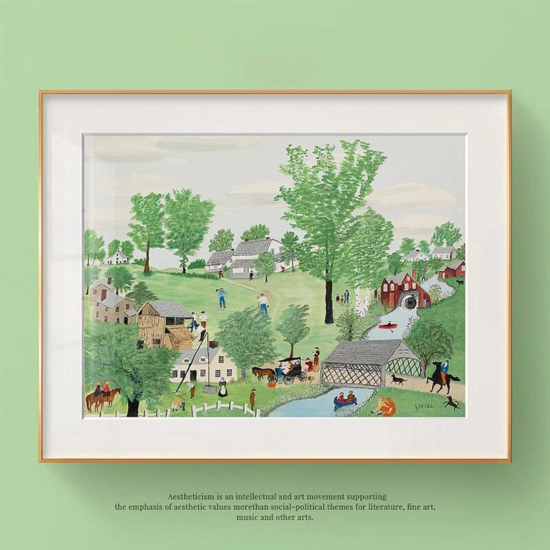 摩西奶奶挂画小清新ins田园风景客厅桌面装饰摆画卧室治愈系壁画