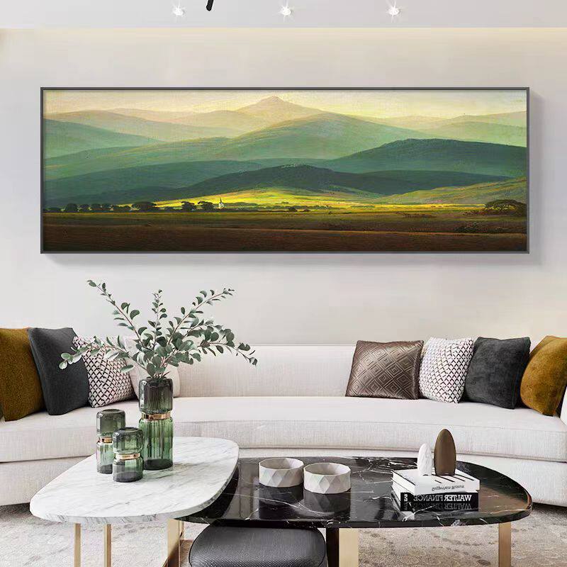 发财巨人山客厅装饰画发光背有靠山沙发背景墙大气挂画现代风景画