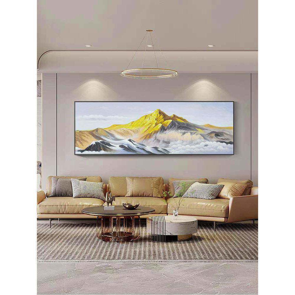 定制款纯手绘金山油画客厅装饰画沙发背景挂画现代新中式写实风景