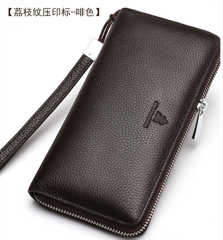稻草人男包钱包长款牛皮手拿包真皮商务大容量拉链手抓包休闲百搭