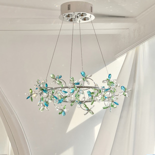 法式轻奢水晶吊灯温馨浪漫公主房卧室主灯高级感餐厅水晶花环灯具