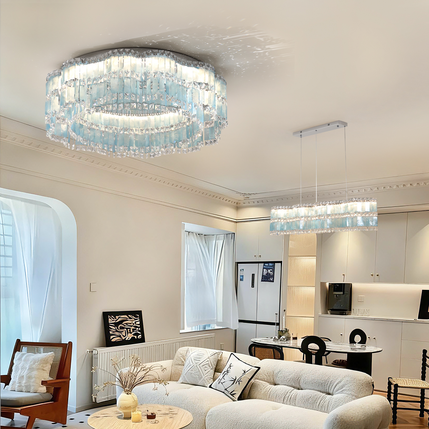 法式轻奢高级感卧室贝壳水晶灯