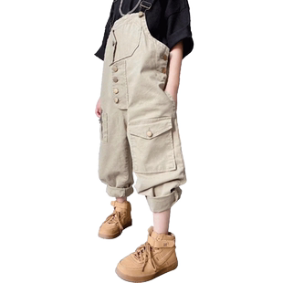 童装男童背带裤新款帅气时尚百搭工装宽松儿童休闲洋气可爱表演服