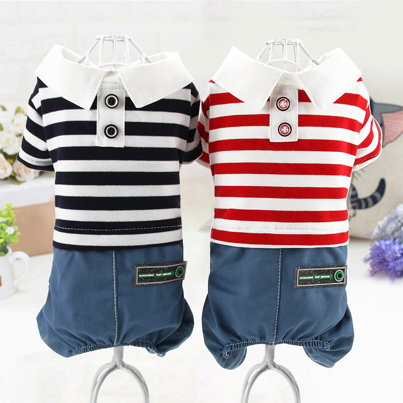 条纹春装贵宾小型夏秋季服饰狗狗