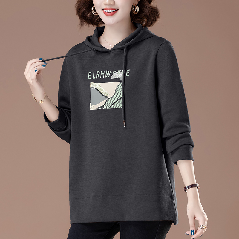 中年妈妈连帽卫衣女春秋薄款