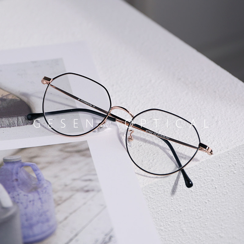 眼镜框超轻 纯钛可配镜片 近视眼睛框镜架女钛合金镜框男钛架小脸