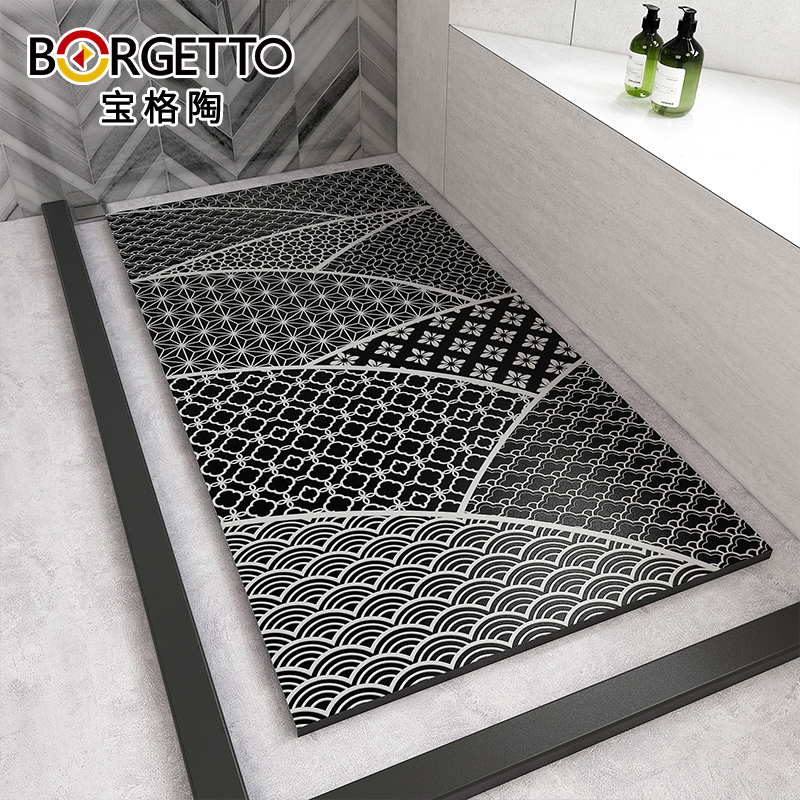通体砖卫生间瓷砖地砖淋浴房地板石垫脚石浴室防滑地垫雕刻淋浴板