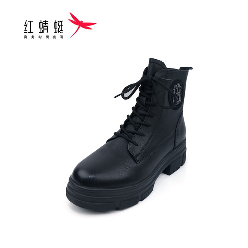 红蜻蜓时尚厚底防滑耐磨马丁靴