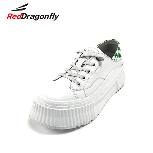 REDDRAGONFLY/红蜻蜓时尚休闲格子拼接圆头轻便板鞋女鞋QB3200616