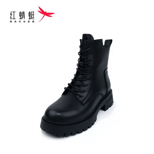 红蜻蜓厚底英伦风马丁靴