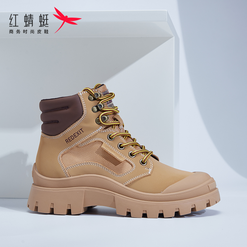 红蜻蜓厚底户外工装马丁靴