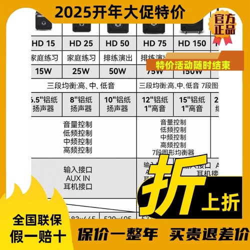 Hartke哈克HD15 25 50 75电贝司音箱BASS贝斯演出专用音响15瓦75W