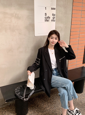 ENNK Studio 2025春季新款黑色棕色西装外套女拉链通勤百搭显瘦