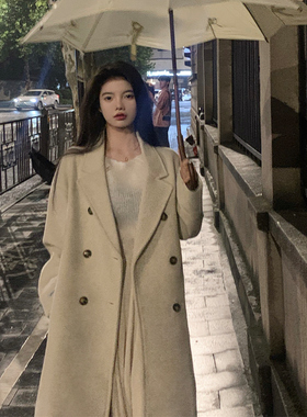 ENNK Studio燕麦色大衣秋冬女士外套毛呢外套时尚大衣冬季外套女