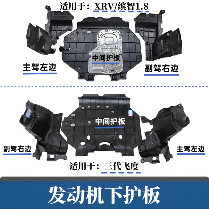 适用14至21年款三代飞度发动机护板XRV缤智底盘防护板发动机挡板