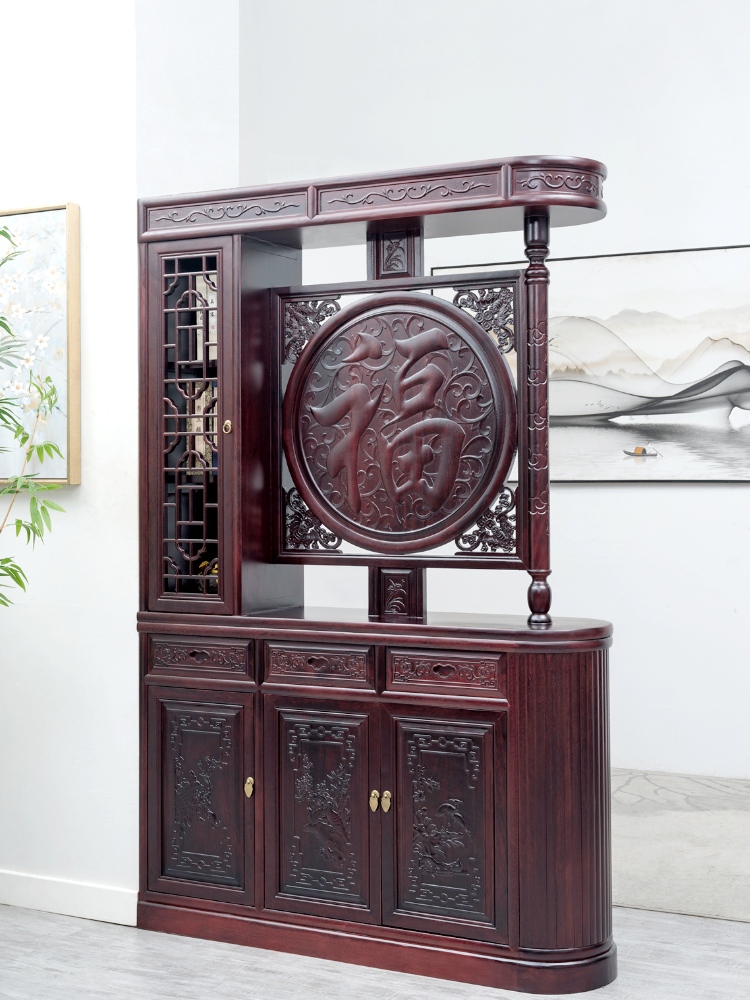 Golden rosewood, Chinese-style entrance cabinet, screen partition, living room, hall, mahogany wine cabinet, shoe cabinet, integrated solid wood into the house