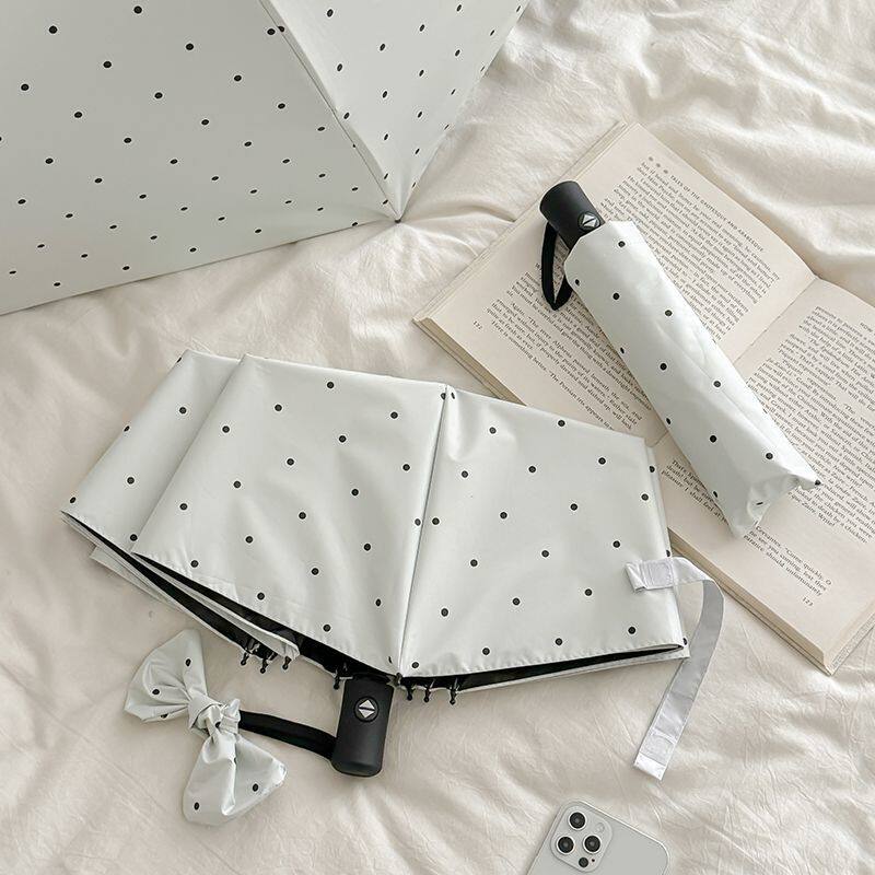 日系自动雨伞加厚加固波点黑胶防晒晴雨两用防晒防紫外线遮阳雨伞