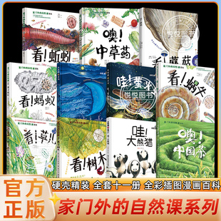 家门外的自然课系列硬壳精装看蚂蚁蚯蚓草儿蘑菇树木噢中草药3-6-9岁幼少儿童自然课科普动植物绘本大全彩插图漫画百科哇正版书籍