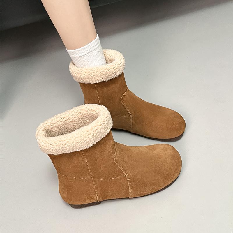 牛皮内增高雪地靴女冬勃肯鞋短靴