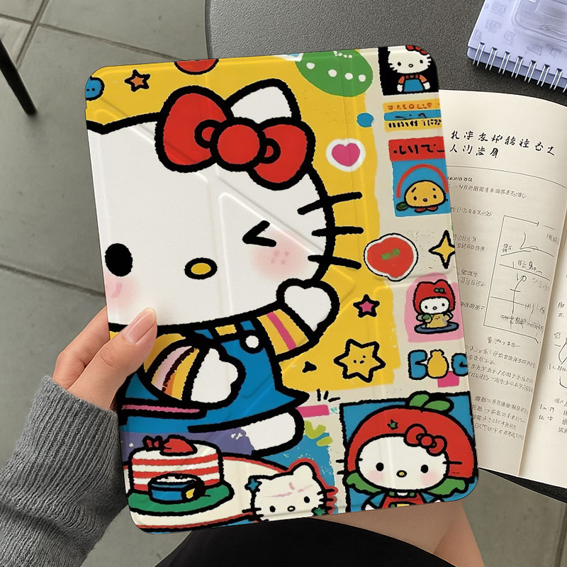 【3+y折百变带搭扣】卡通猫带笔槽ipadair7保护套华为matepad11.5适用6小米平板8pro一加ivivo5透明oppo4壳12