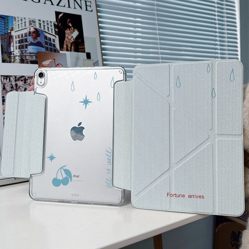 【3+Y折搭扣无笔槽】条纹ipadair8保护套第11代12适用6华为matepad11.5s壳oppo5pro小米平板8雨滴10简约mini7 - 实物图
