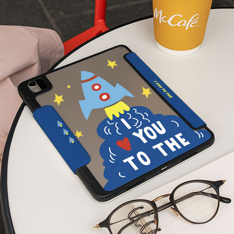 【3+y折百变搭扣】飞船适用华为matepad11.5s卡通ipadair7保护套oppo5宇宙iqoo2透明壳vivo小米平板8带笔槽13