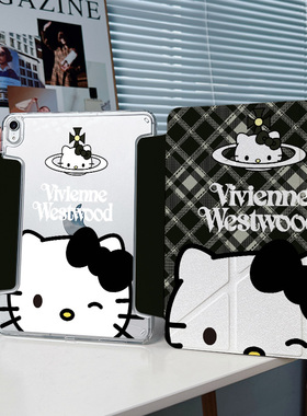 【3+Y折搭扣无笔槽】黑色猫ipad保护套air7第11代12适用华为matepad12.2小米平板8pro壳oppo5vivo4格纹mini7