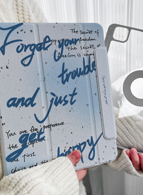 【2024x磁吸拆分】ins蓝色适用苹果平板ipadair6保护套pro11华为matepad11.5s亚克力5防弯12带笔槽透明壳mini