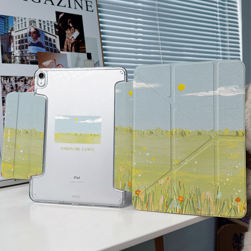 【3+Y折带笔槽】草原ipadair7保护套第11代适用华为matepad11.5s小米平板8pro绿色vivo5透明iqoo2壳oppo4油画