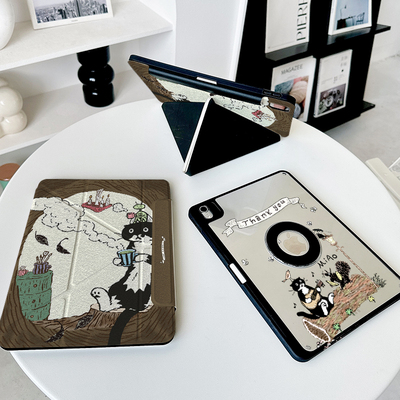 【3+y折磁吸拆分x树洞猫咪】ipadair7保护套适用苹果双面夹华为matepad12.2透明pro11代带笔槽小米平板6壳8.3